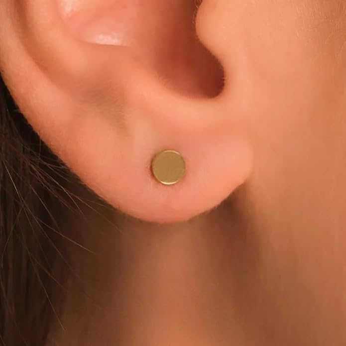 JINERA 5 Pairs Stud Earrings for Women 14K Plated Gold/Silver Pearl Ball Small Stud Earrings Set Cartilage Piercing Hypoallergenic Lightweight Flatback Earrings Jewelry Gifts for Women