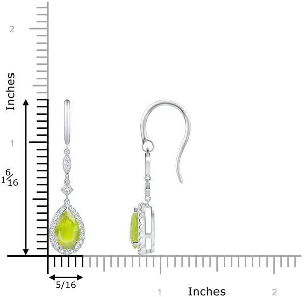 ANGARA Natural Peridot Earrings for Women | Pear-Shaped Peridot Drop Earrings with Diamond Halo in 14K Solid Gold/Platinum | August Birthday, Anniversary, Gemstone Jewellery Gift