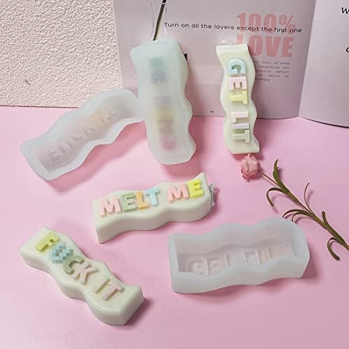 TOPYS Wave Alphabet Letter Pillar Silicone Resin Mold Candles Molds, Letter Candle Chocolate Mold for Resin Pendant Plaster Carving Making Aromatherapy White Elephant Gifts (GET LIT)