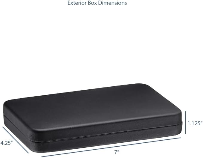 Necklace Gift Box – Luxury Black PU Leatherette Large Jewelry Display & Storage Case with Satin Lid and White Packer for Wedding, Anniversary & Engagement