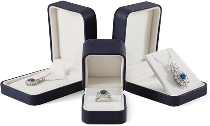 Necklace Box Gift, Leather Necklace Boxes,Blue Necklace Storage Box Luxury Gift Box For Engagement, Birthdays