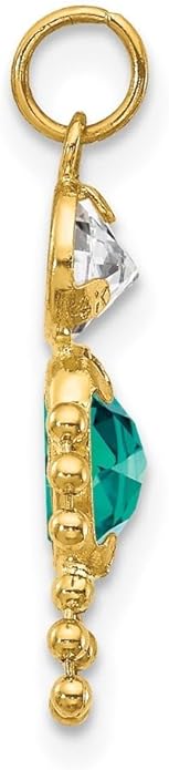 14K Yellow Gold January to December Month Boy and Girl Birthstone Charm Pendant Necklace or Bracelet (L- 20 mm/0.79 Inch, W- 10 mm/0.4 Inch)