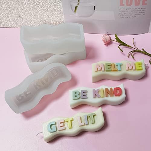 TOPYS Wave Alphabet Letter Pillar Silicone Resin Mold Candles Molds, Letter Candle Chocolate Mold for Resin Pendant Plaster Carving Making Aromatherapy White Elephant Gifts (GET LIT)