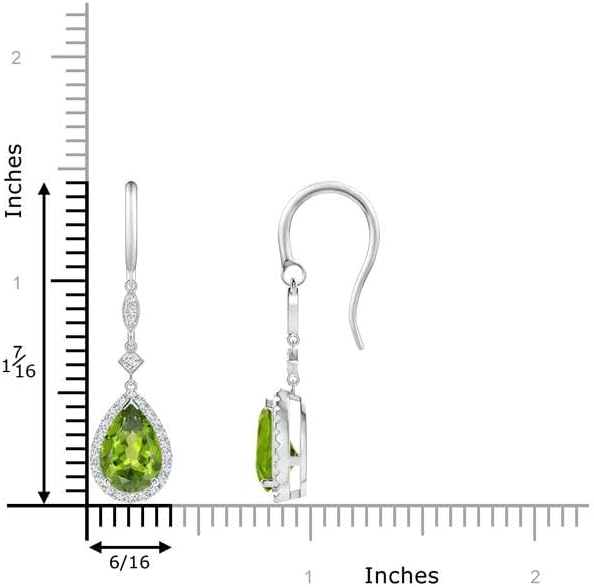 ANGARA Natural Peridot Earrings for Women | Pear-Shaped Peridot Drop Earrings with Diamond Halo in 14K Solid Gold/Platinum | August Birthday, Anniversary, Gemstone Jewellery Gift