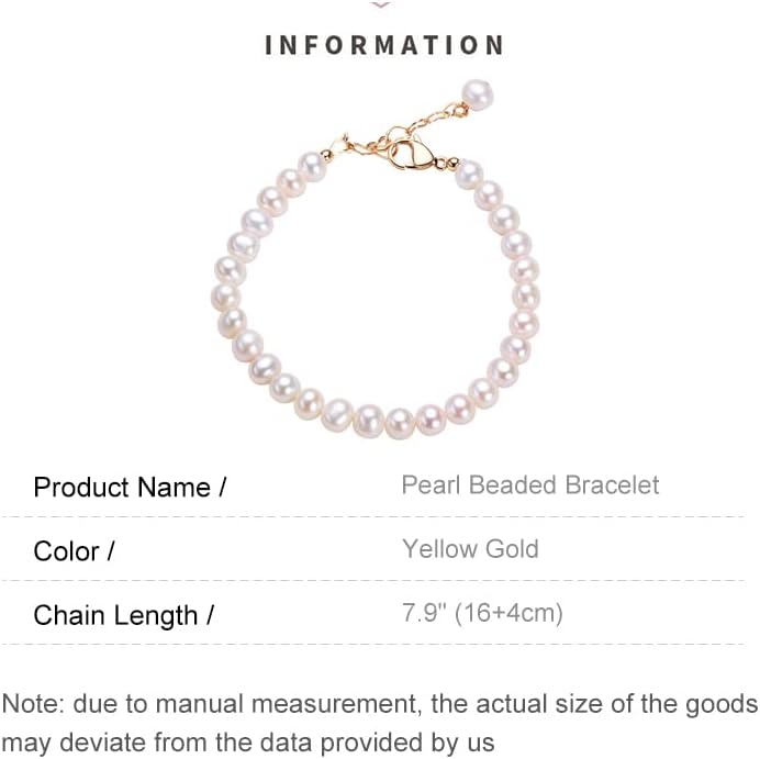 14K Gold over S925 Silver Pearl Bracelet, Freshwater Pearl Beaded Bracelet, Birthday, Mother's Day Gift for Mother, Wife, Girlfriend