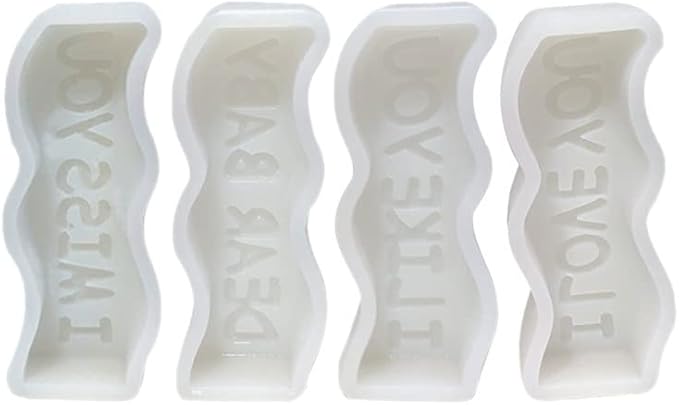 TOPYS Wave Alphabet Letter Pillar Silicone Candle Molds, DIY Casting Epoxy Letter Molds for Clay Resin Pendant Plaster Carving Making Aromatherapy White Elephant Gifts (Dear Baby) (TOPYS-20220715-3)