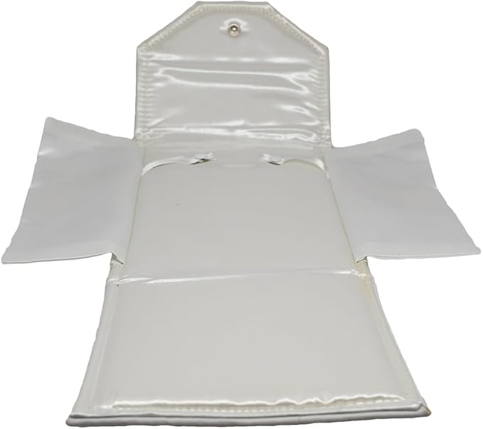 Novel Box Necklace Display Pearl Folder 8x6 inch Large Travel Jewelry Case - Wedding Jewelry Storage Holder with Smooth Finish - Jewelry Organizer Necklace Box - White/White Stitched