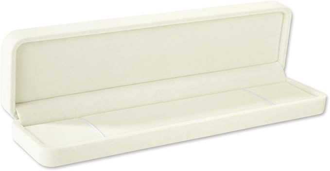 White Velvet Long Chain Bracelet Necklace Watch Storage Box Gift Case, Premium Gorgeous Jewelry Display Box for Wedding,Engagement, Proposal, Birthday and Anniversary (White)