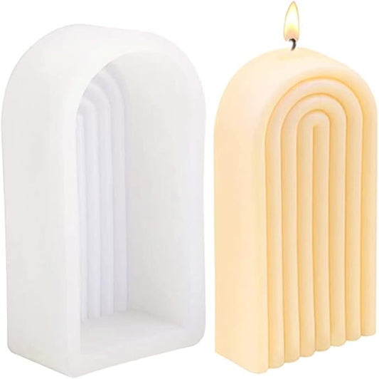 Rainbow Arch Candle Mold, Striped U-Shaped Silicone Mold, Abstract Architectural Resin Moulds for Soap Tray, Handmade Candle, Lotion Bar, Bath Bomb, Cake Home Decoration (4 Ring)