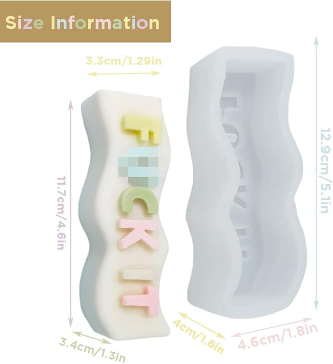 TOPYS Wave Alphabet Letter Pillar Silicone Resin Mold Candles Molds, Letter Candle Chocolate Mold for Resin Pendant Plaster Carving Making Aromatherapy White Elephant Gifts (Fuck IT)