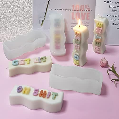 TOPYS Wave Alphabet Letter Pillar Silicone Resin Mold Candles Molds, Letter Candle Chocolate Mold for Resin Pendant Plaster Carving Making Aromatherapy White Elephant Gifts (BE Kind)