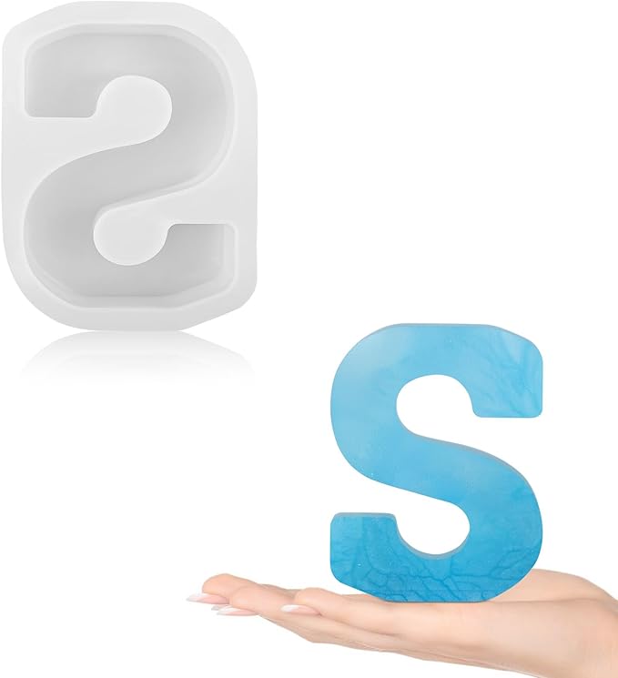 Gartful Resin Letter Molds for Casting, S Capital Alphabet Resin Silicone Molds for Epoxy, Thick 3D Silicone Letter Molds for Making Letters, Word Sign Art, DIY Crafts, Making Candle, Party Home Decor