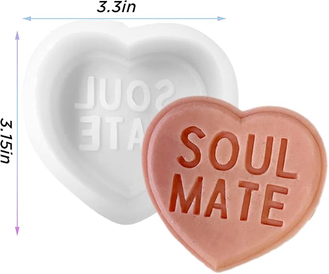TOPYS Heart Alphabet Letter Silicone Candle Molds, DIY Casting Epoxy Letter Molds for Clay Resin Pendant Plaster Carving Making Aromatherapy Valentine's Day Gifts (Soulmate) 20221110-9