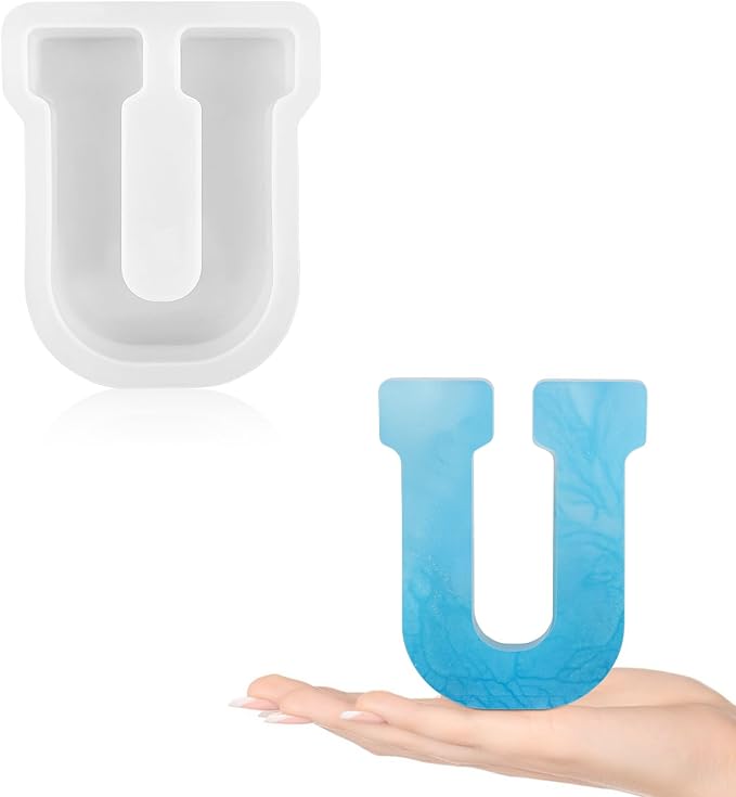 Gartful Resin Letter Molds for Casting, U Capital Alphabet Resin Silicone Molds for Epoxy, Thick 3D Silicone Letter Molds for Making Letters, Word Sign Art, DIY Crafts, Making Candle, Party Home Decor