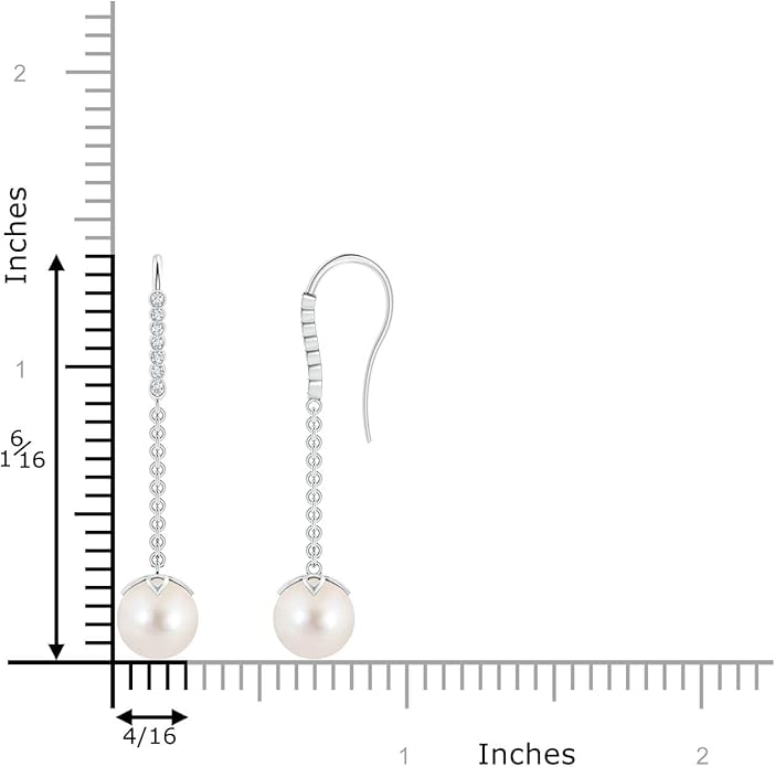 ANGARA Freshwater Pearl Earrings for Women | Round Freshwater Cultured Pearl Diamond Drop Earrings in 14K Solid Gold/Platinum | June Birthday, Anniversary, Gemstone Jewellery Gift