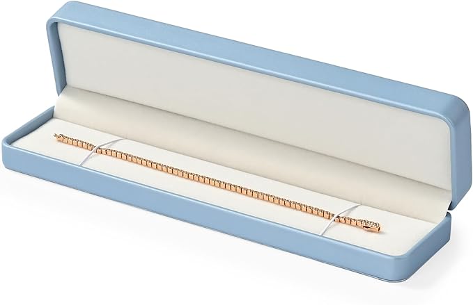 Blue Leather Bracelet Necklace Box Jewelry Gift Boxes for Bracelet Necklace Chains Choker Storage For Birthday, Wedding, Valentine's Day, Mother's Day Gifts(Blue)