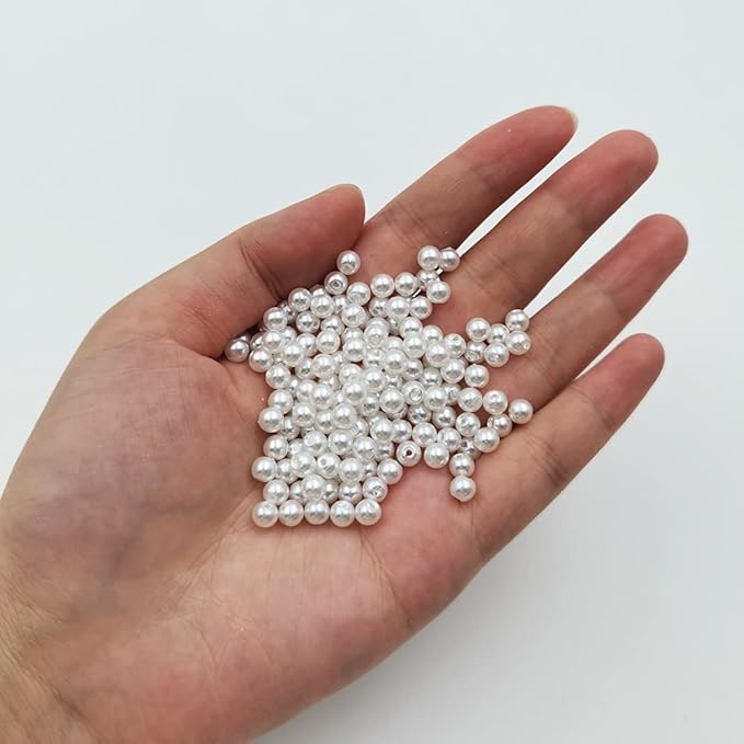 INSPIRELLE 4500pcs 5mm White Art Faux Pearl Beads ABS Round Loose Spacer Beads for DIY Craft Necklaces Bracelets Jewelry Making