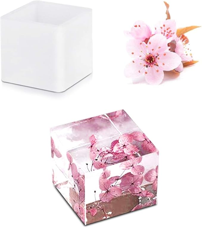 5 PCS Square Resin Moulds Silione, FineGood Epoxy Resin Casting Molds DIY Box Resin Mold Silicone Resin Kit Mold for Cup Candle Soap