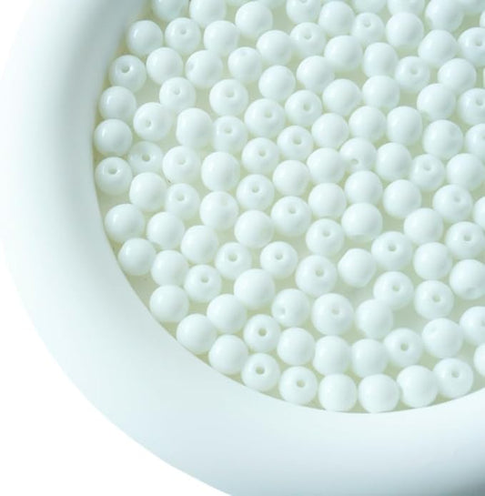 Jabrand 200pcs White Beads, 6mm Porcelain Beads for Jewelry Making Round Ceramic Bead Unique Vintage Bead for Craft Beading Kit Bracelets DIY Decor