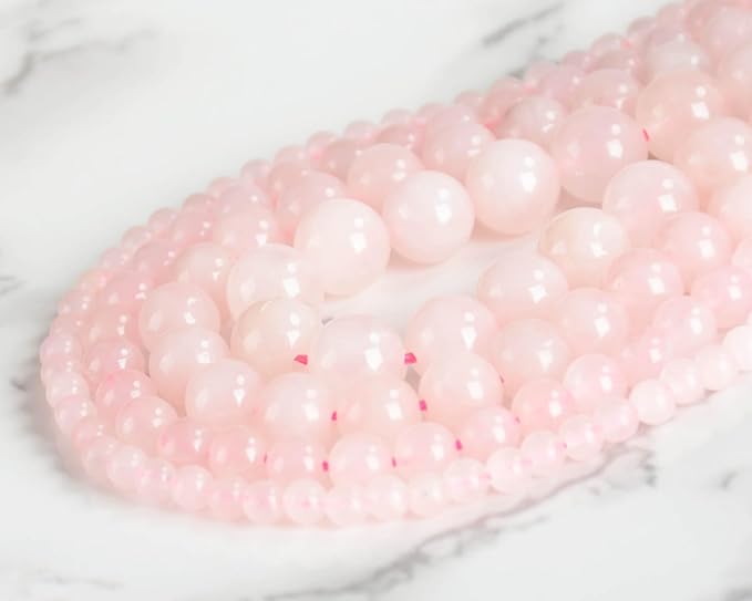 Natural Stone Genuine Stones DIY Pink Rose Quartz Round Beads 8mm 100pcs Beading Loose Gemstone Hole Size 1mm Charm Smooth Beads for Bracelets Necklaces Earrings (Pink Rose Quartz 8mm)