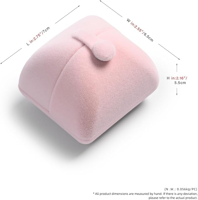 Oirlv Pink Velvet Double Ring Gift Box Couple Ring Bearer Box for Wedding/Proposal/Engagement/Ceremony