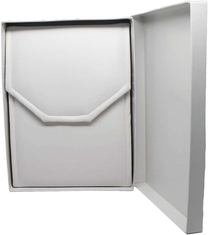 Novel Box Necklace Display Pearl Folder 8x6 inch Large Travel Jewelry Case - Wedding Jewelry Storage Holder with Smooth Finish - Jewelry Organizer Necklace Box - White/White Stitched