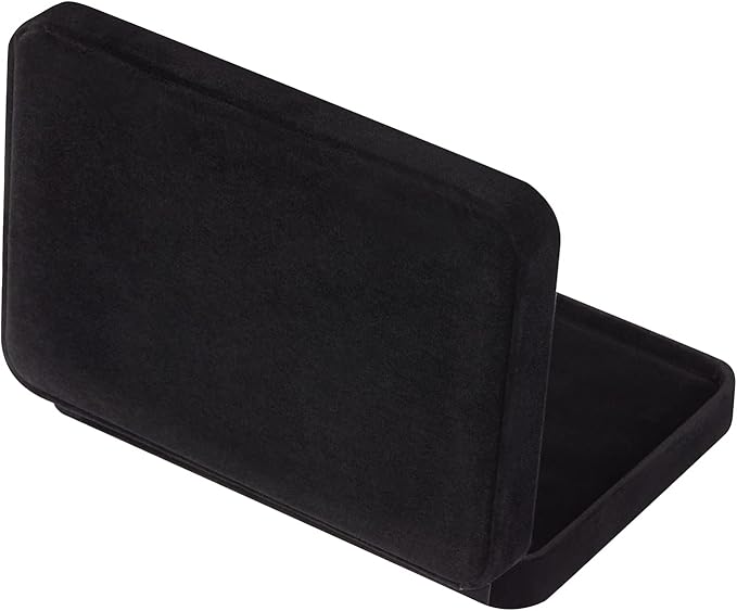 LETURE Large Velvet Jewelry Set Box, Big Ring Earring Pendant Gift Box, Pearl/Chunky Necklace Jewelry Storage Case (Black)