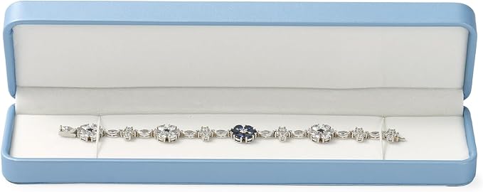 Blue Leather Bracelet Necklace Box Jewelry Gift Boxes for Bracelet Necklace Chains Choker Storage For Birthday, Wedding, Valentine's Day, Mother's Day Gifts(Blue)