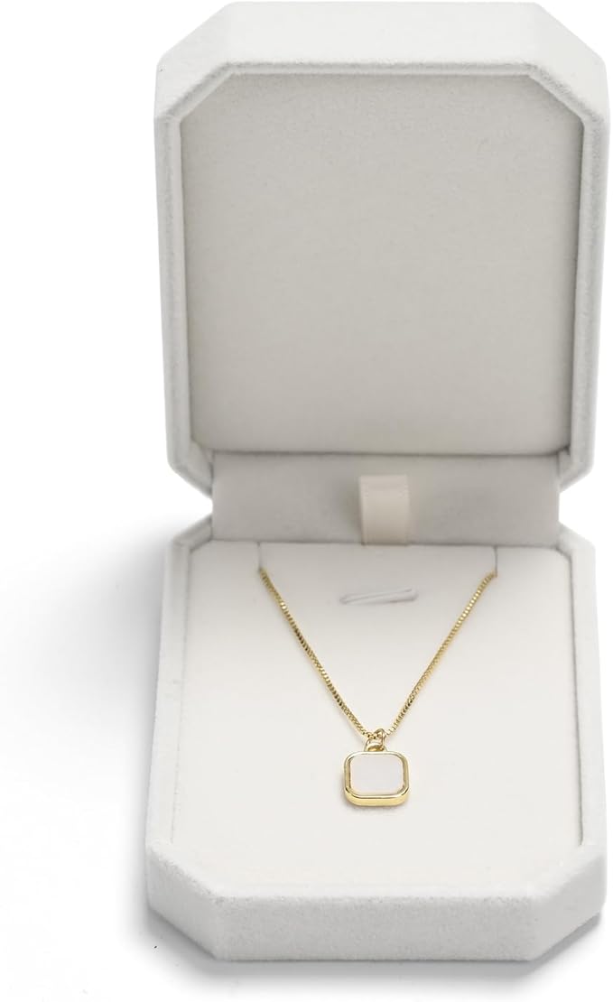 White Velvet Necklace Gift Box, Jewelry Pendant Storage Showcase