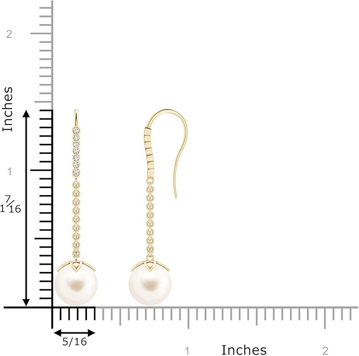 ANGARA Freshwater Pearl Earrings for Women | Round Freshwater Cultured Pearl Diamond Drop Earrings in 14K Solid Gold/Platinum | June Birthday, Anniversary, Gemstone Jewellery Gift