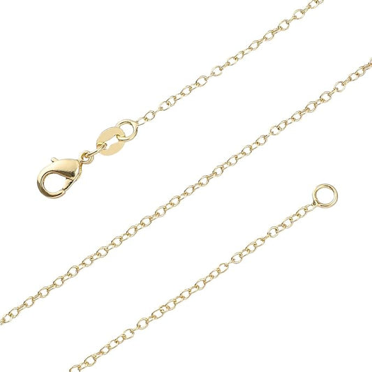 BEADIA Gold-Plated O Chains Necklace 45cm 4pcs with Lobster Clasp for DIY Jewelry Making Findings