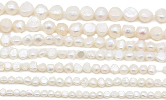 Natural Pearl, Natural Freshwater Cultured Pearls Beads Punch Loose Beads for DIY Jewelry Making Necklace Bracelet Women 14 Inches 2 Strands Pack