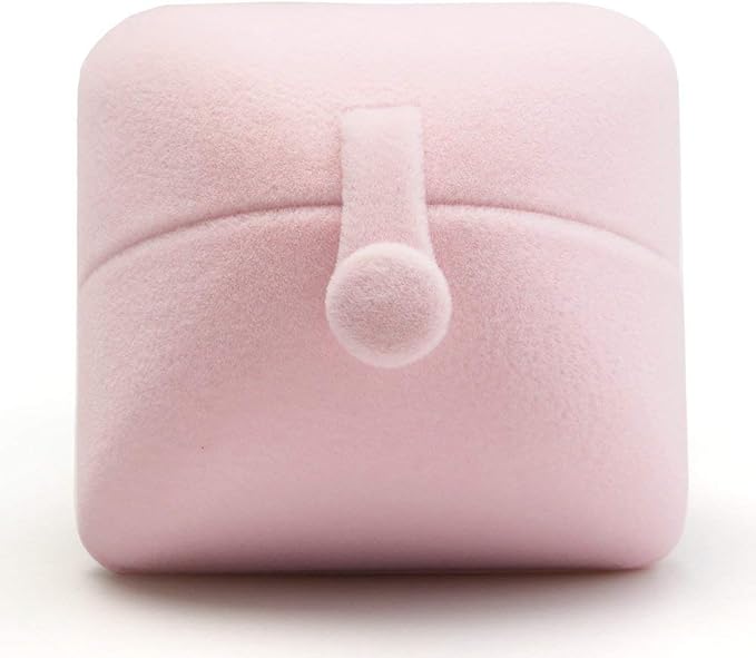 Oirlv Pink Velvet Double Ring Gift Box Couple Ring Bearer Box for Wedding/Proposal/Engagement/Ceremony