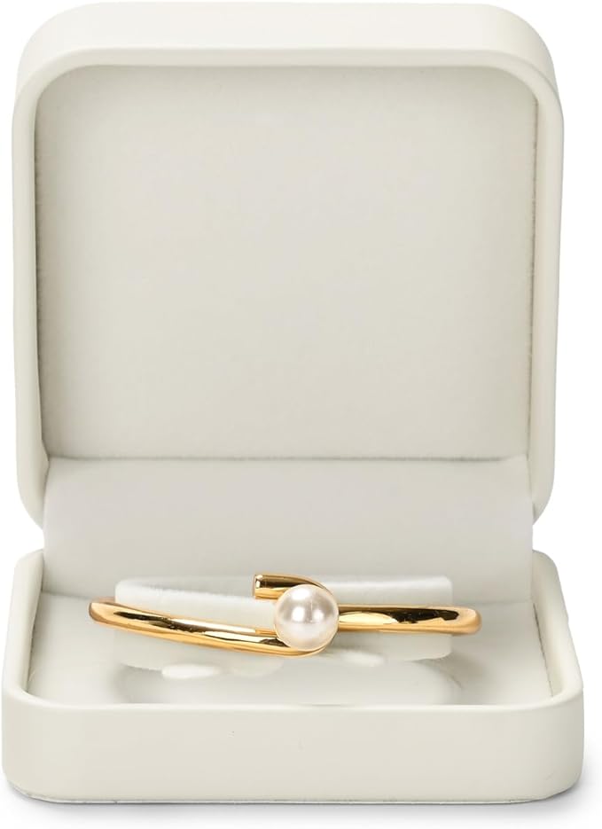 Leather Bracelet Bangle Gift Box Bangle Holder Velvet Interior Jewelry Gift Box Jewellery Storage Case for Wedding Birthday Mother's Day Gifts (White)