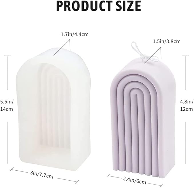 Rainbow Arch Candle Mold, Striped U-Shaped Silicone Mold, Abstract Architectural Resin Moulds for Soap Tray, Handmade Candle, Lotion Bar, Bath Bomb, Cake Home Decoration (4 Ring)