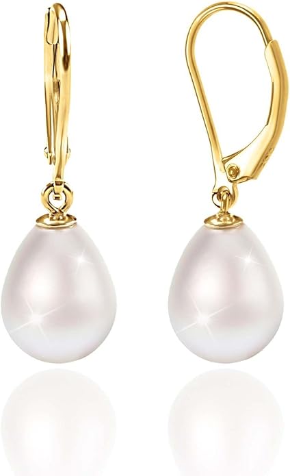 Freekiss Pearl Earrings for Women Trendy: Flat Back Stud Earrings 14K Gold Plated/925 Sterling Silver Freshwater Pearl Dangle Earrings Cute Bow Earrings Wedding Jewelry Birthday Gifts for Women Girls
