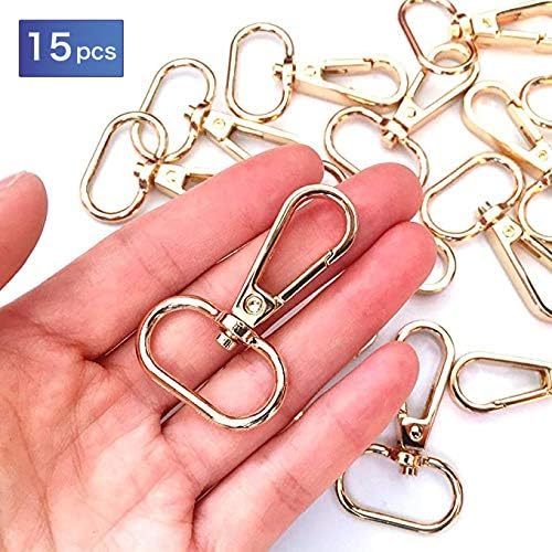1 inch Swivel Lobster Clasps Gold 15pcs Push Gate Snap Hook Clasp 1" Swivel Hooks for Purse Bag Making Lobster Clasp Swivel Snap Hooks Clips