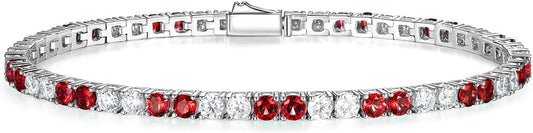 D Color VVS1 Clarity Moissanite and Genuine Sapphire/Emerald/Ruby Tennis Bracelets for Women 2.22ct-10.45ct, Solid 925 Sterling Silver, Anniversary Wedding Valentines Jewelry for Her, Length 5.9-7.5 Inch(15-19cm)