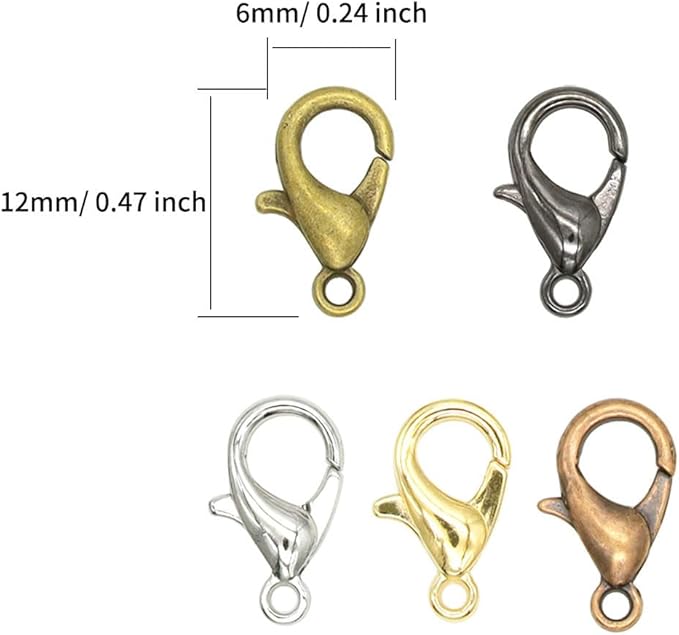 500 Pcs Mini Lobster Clasps, 5 Colors Lobster Claw Clips Fastener Hooks for Making Findings DIY Keychain