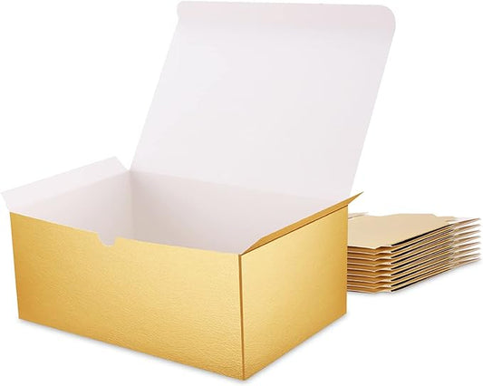 10 Gift Boxes 9.5x6.5x4 Inches Gift Boxes with Lids Boxes for Gifts Bridesmaid Proposal Boxes, Gold Gift Box Bulk for Light Weight Gifts, Crafting