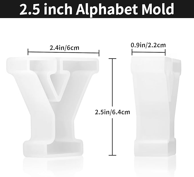 Gartful Resin Letter Molds, Y Capital Alphabet Epoxy Resin Mold, Thick 3D Silicone Letter Molds for Making Letters, Word Sign Art, DIY Crafts, Making Candle, Party, Home Decor