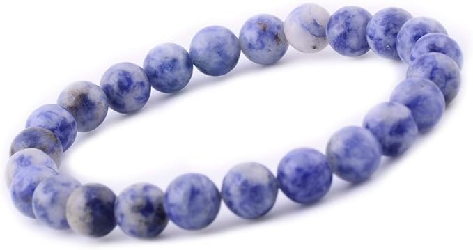Natural Stone Beads 100pcs 8mm Blue White Sodalite Round Real Stone Beading Loose Gemstone Hole 1mm DIY Charm Smooth Beads for Bracelet Necklace Earrings Jewelry Making (Blue White Sodalite, 8mm)