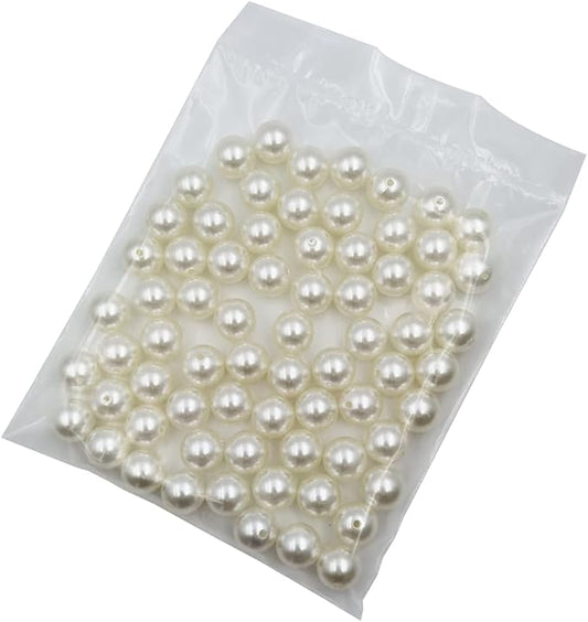 INSPIRELLE 70pcs Big Size 20mm Ivory Art Faux Pearl Beads ABS Round Loose Chunky Beads for DIY Craft Necklaces Bracelets Jewelry Making