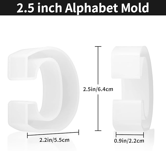 Gartful Resin Letter Molds, C Capital Alphabet Epoxy Resin Mold, Thick 3D Silicone Letter Molds for Making Letters, Word Sign Art, DIY Crafts, Making Candle, Party, Home Decor