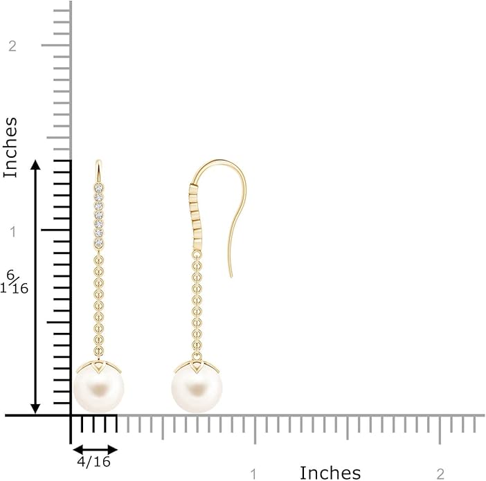 ANGARA Freshwater Pearl Earrings for Women | Round Freshwater Cultured Pearl Diamond Drop Earrings in 14K Solid Gold/Platinum | June Birthday, Anniversary, Gemstone Jewellery Gift