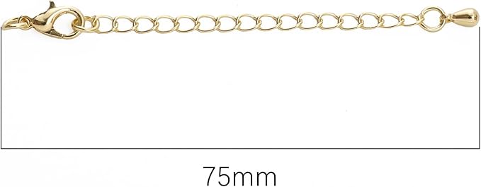 BEADIA 14K Gold Plated Extender Chains 75mm 20pcs Water Drop Extension Tail Chains for Jewelry Making Findings