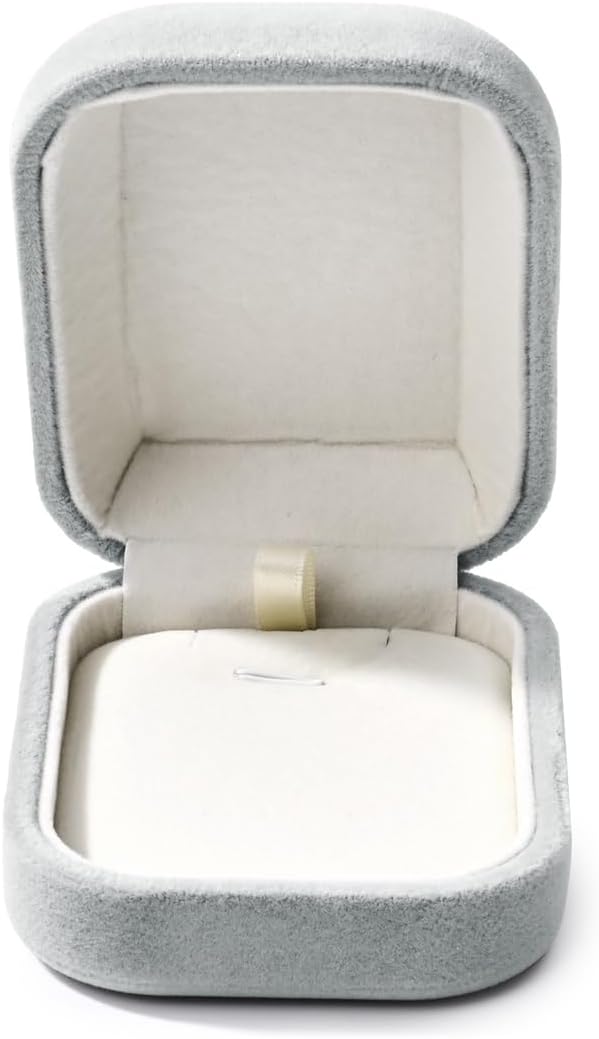 Velvet Necklace Box - Jewelry Case for Pendant, Birthday, Wedding, Mother's Day, Valentine's Day Gift (Grey)