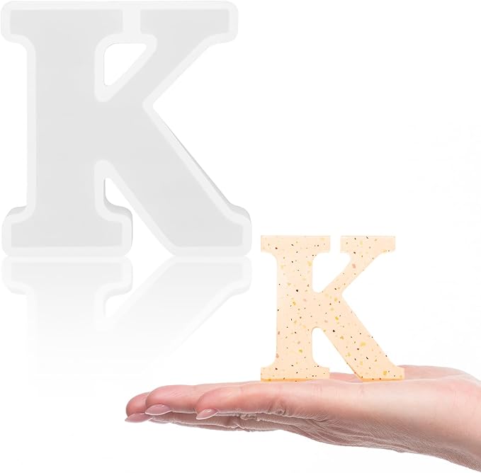 Gartful Resin Letter Molds, K Capital Alphabet Epoxy Resin Mold, Thick 3D Silicone Letter Molds for Making Letters, Word Sign Art, DIY Crafts, Making Candle, Party, Home Decor