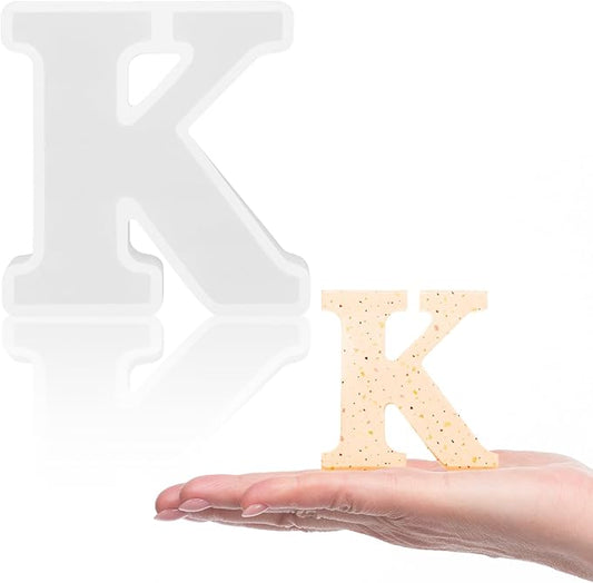 Gartful Resin Letter Molds, K Capital Alphabet Epoxy Resin Mold, Thick 3D Silicone Letter Molds for Making Letters, Word Sign Art, DIY Crafts, Making Candle, Party, Home Decor