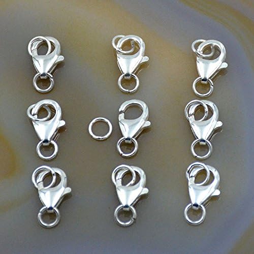 10 Sets fine 925 Sterling Silver Safety Lobster Claws Clasp with Closed Jump Rings Connect Necklace or Bracelet (Lobster 10mm)
